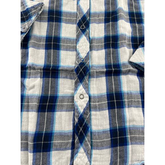 Tony Hawk Shirt Mens Extra Large Blue Black Gray Plaid 100% Cotton Button Casual - Picture 3 of 8